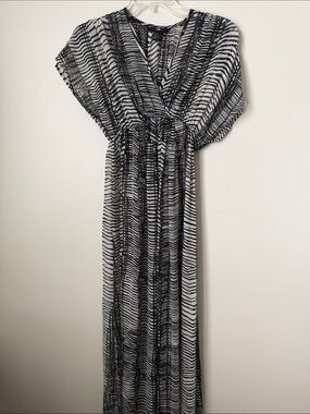 H&M Black & White Striped Wrap-Style Maxi Dress